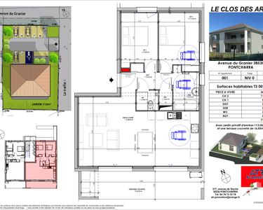 Appartement - 3 pièces - 72 m² en rez de jardin « LE CLOS DES ARTS » 