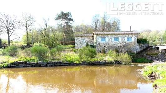 Belle maison en pierre meublé, 3 chambres, sous-sol, dépendance et jardin. Bord de rivière.