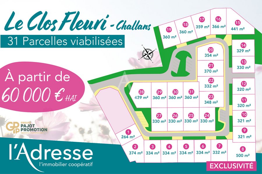 Terrain Vente Challans  360m² 78720€