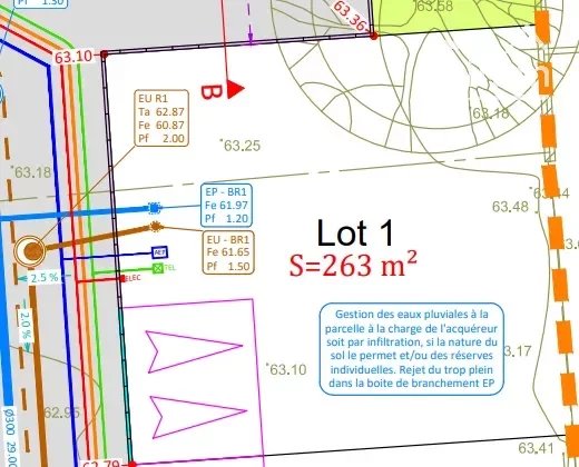 Terrain constructible Guignen - 263 m² 