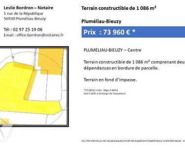 Terrain 1086 m² PLUMELIAU