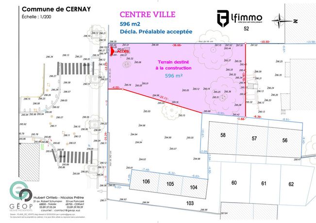 Terrain Vente Cernay  596m² 125000€