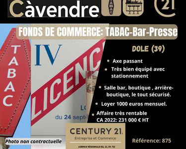 Bar, fonds de commerce, presse 1 m² DOLE