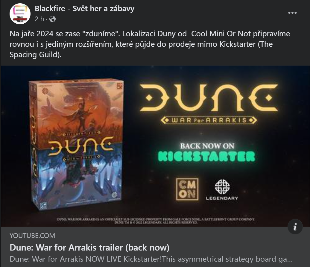 Deskovka Dune: War for Arrakis nakonec vyjde v češtině