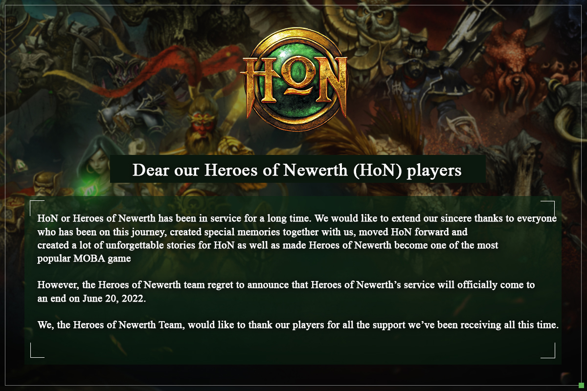 Heroes of Newerth končí