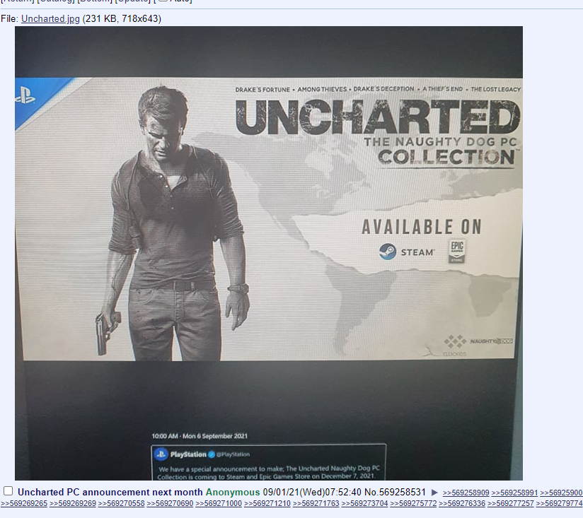 Aktualizováno: Unikla fotka k oznámení Uncharted kolekce pro PC?