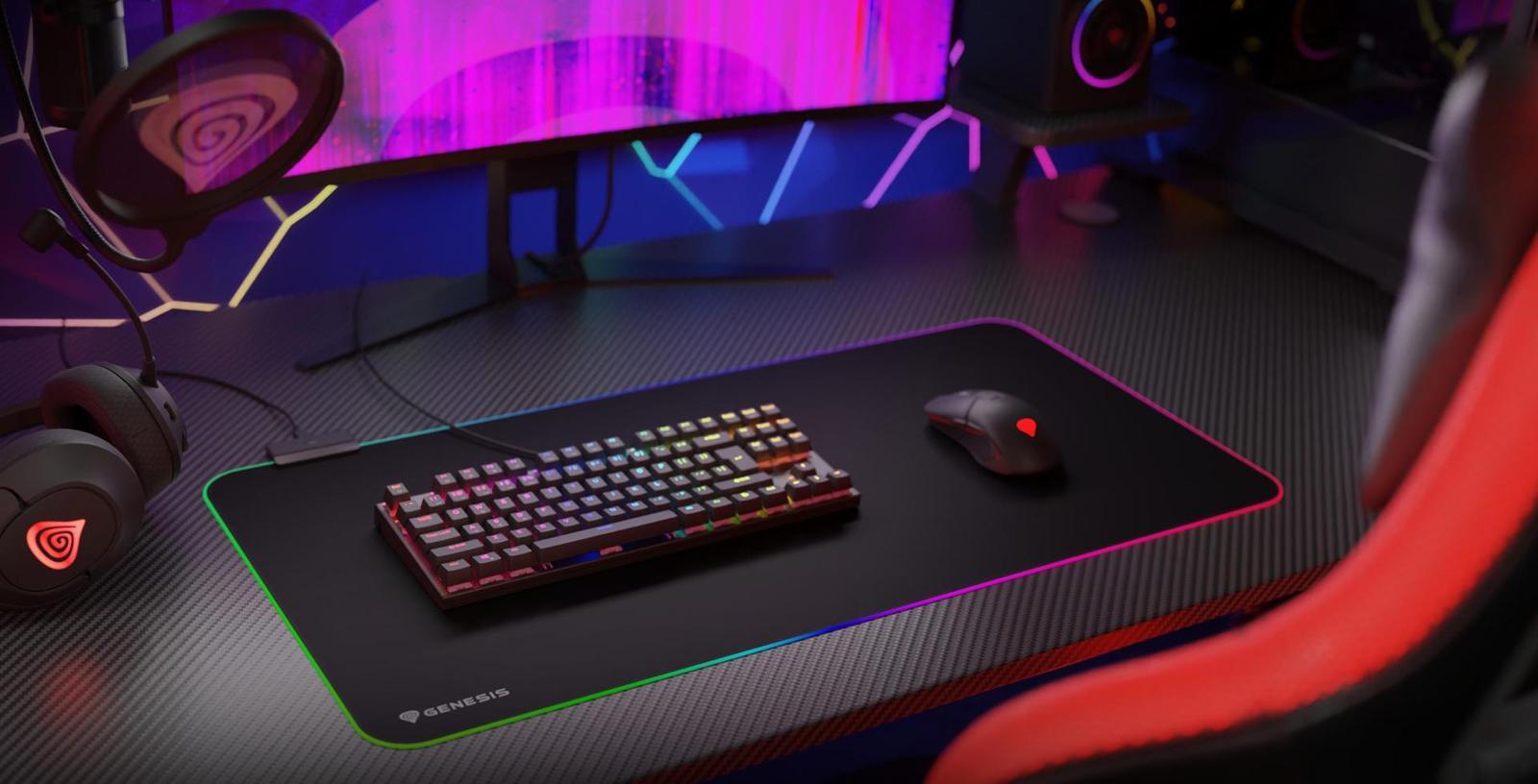 Podložka pod myš Genesis Boron 500 XXL s RGB podsvícením pro nadšené hráče počítačových her