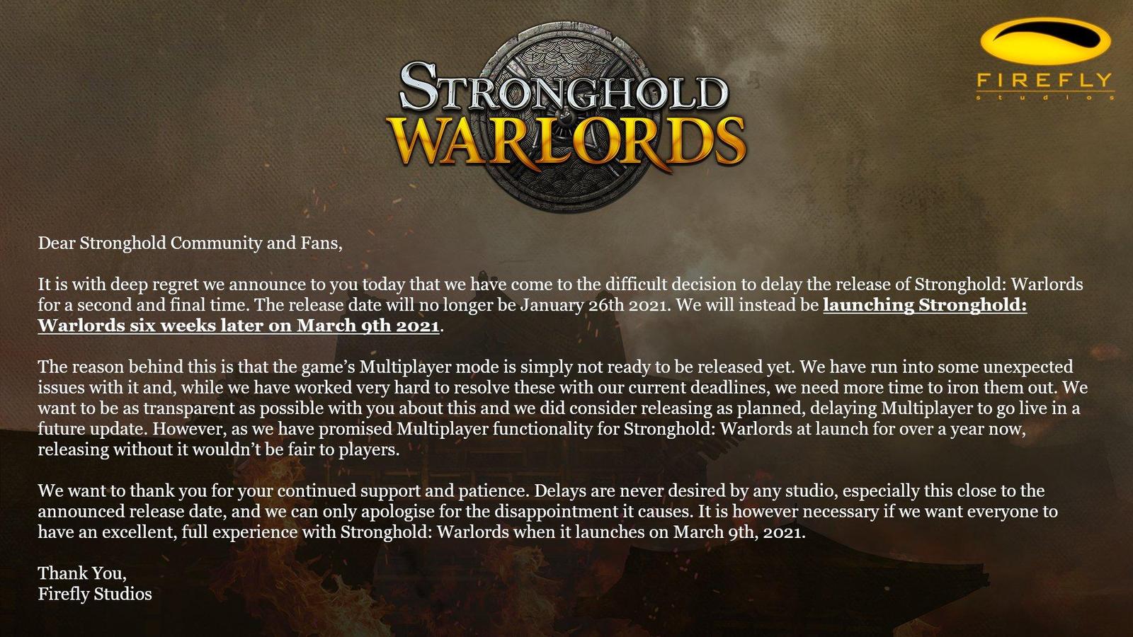 Stronghold: Warlords odložena