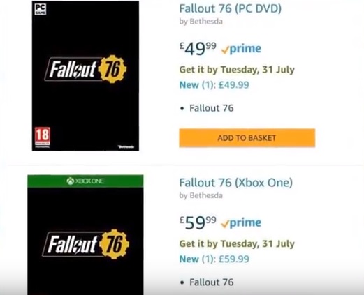 Fallout 76 už 31. července, tvrdil Amazon