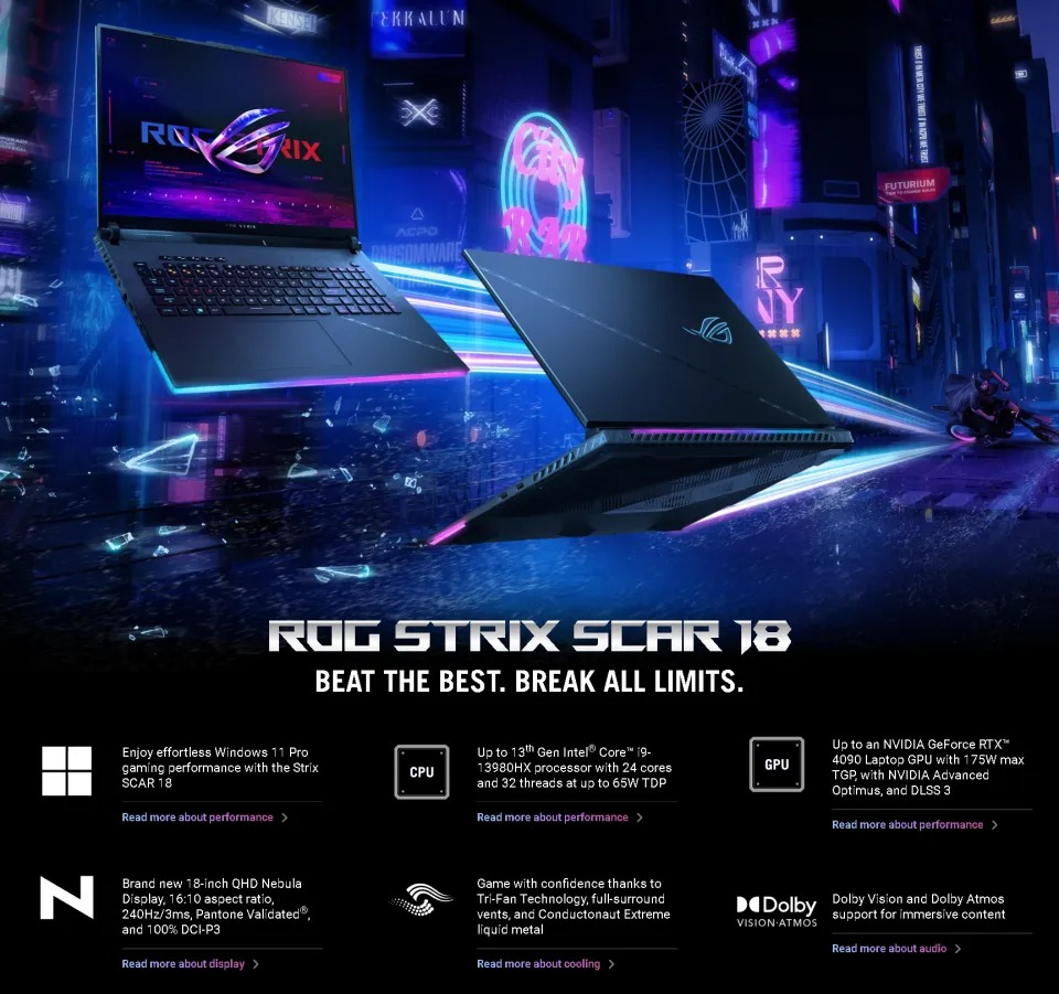 RTX 4090 v notebooku Asus ROG Strix SCAR 18