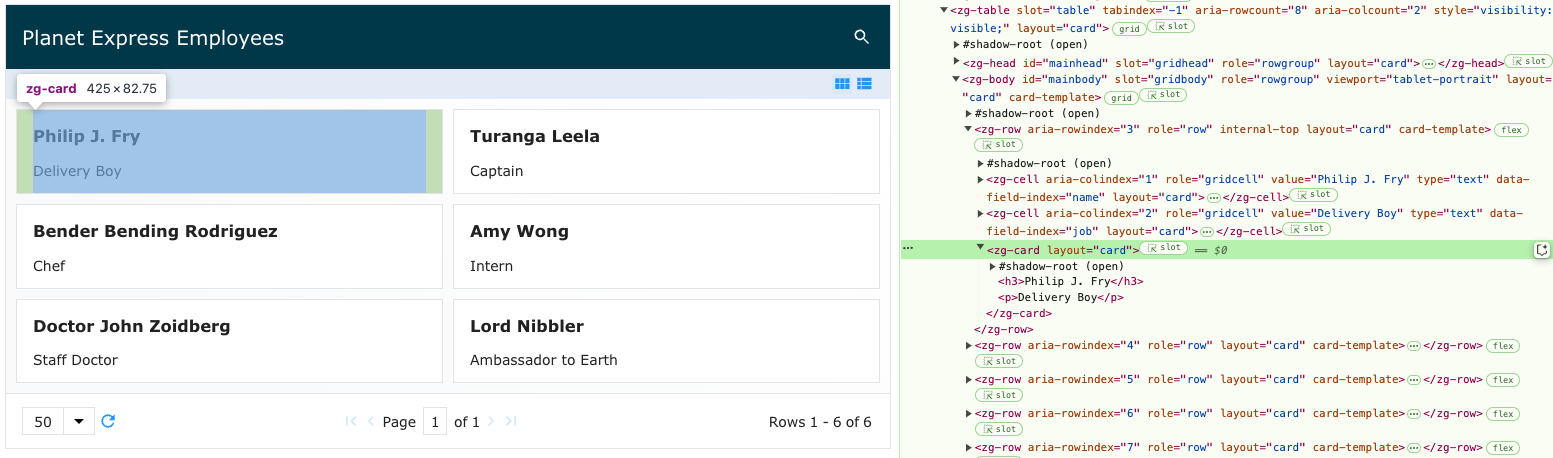 Image of the DOM relationship for the zg-card web component tag