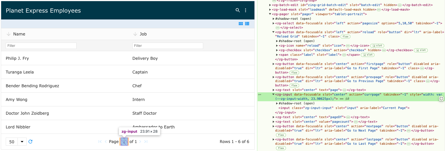 Image of the DOM relationship for the zg-input web component tag