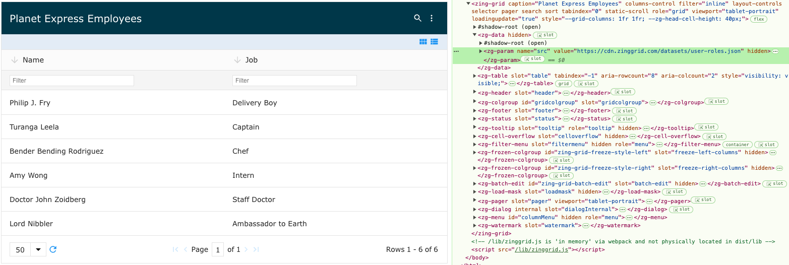 Image of the DOM relationship for the zg-param web component tag