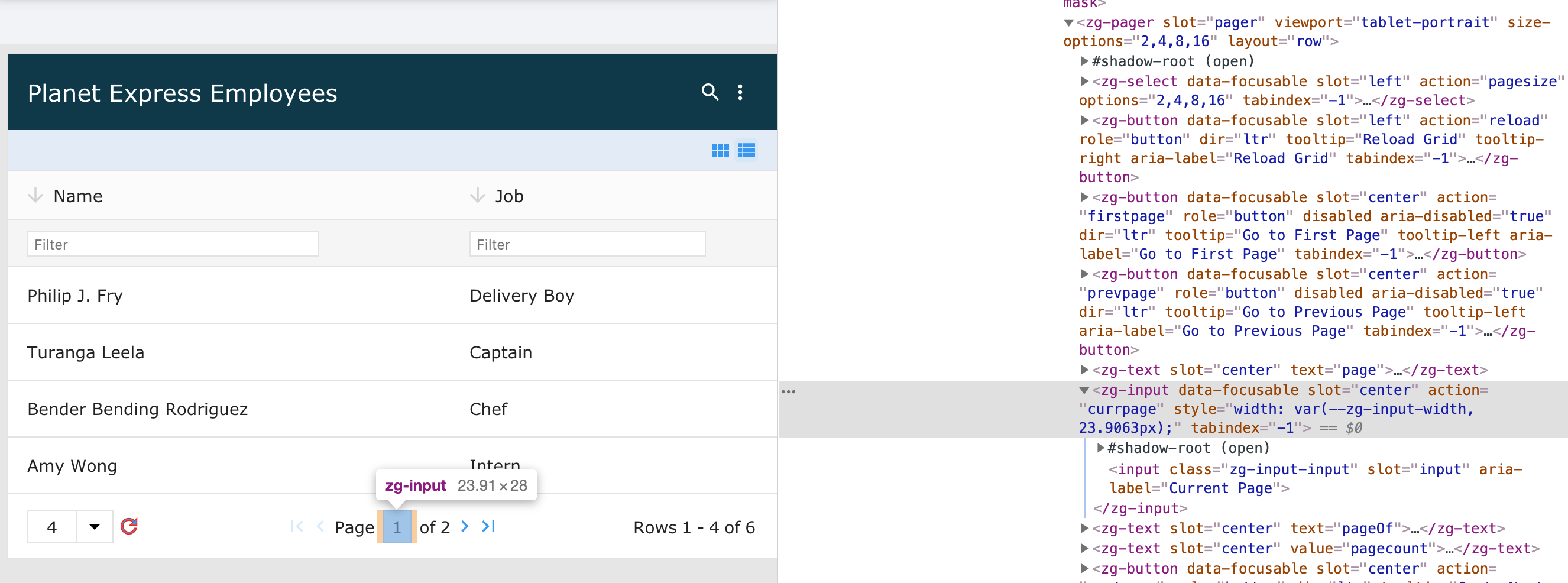 Image of the DOM relationship for the zg-input web component tag