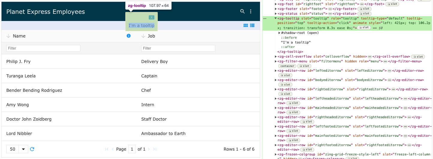 Image of the DOM relationship for the zg-tooltip web component tag