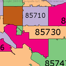 Zip Codes Tucson Arizona Map