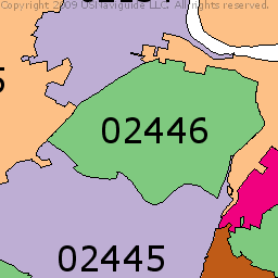 Brookline Zip Code Map | World Map Gray