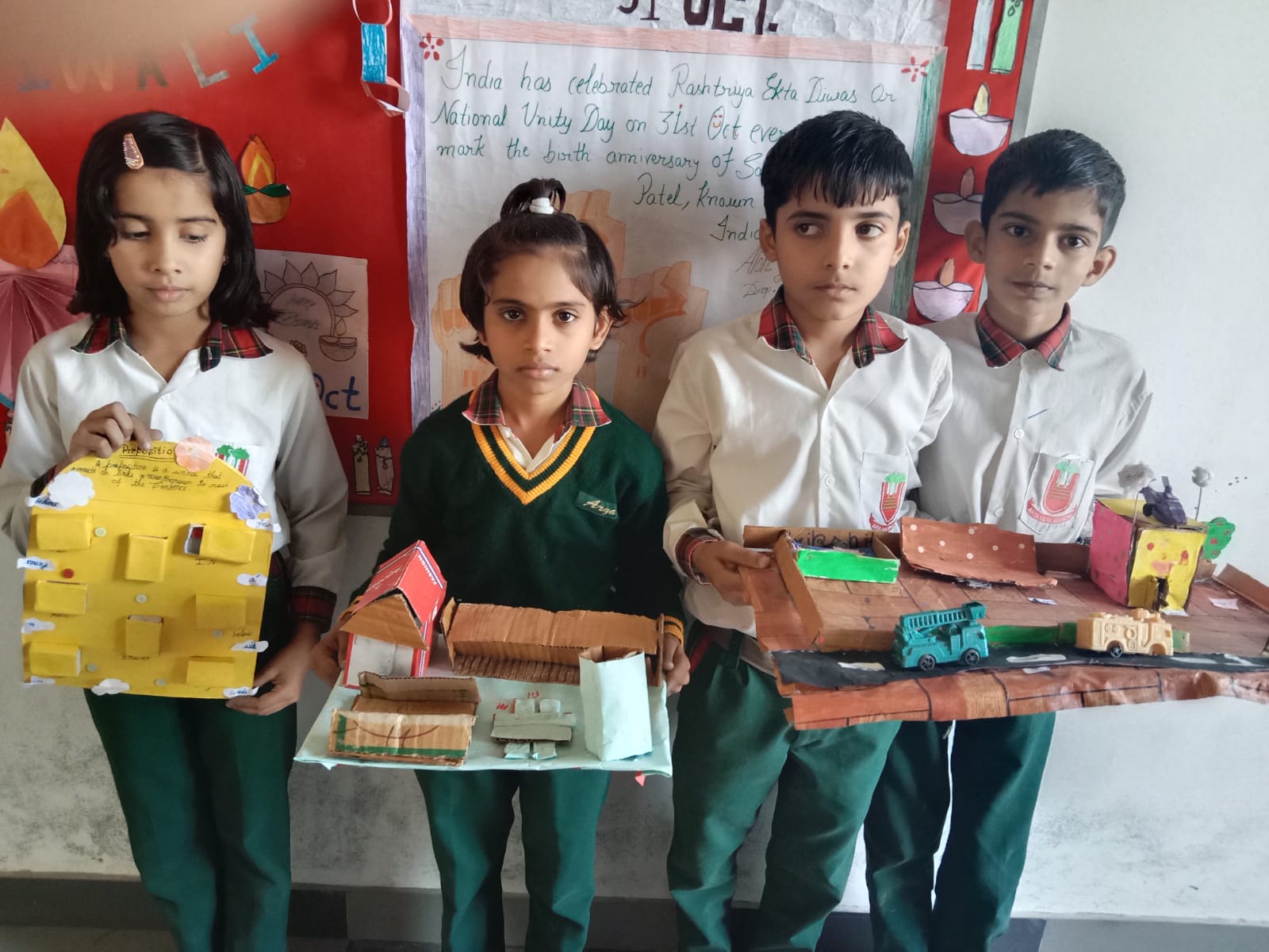 Charts and models on Preposition made by 5th  class students