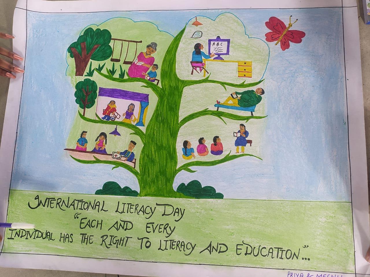 International Literacy Day Reading Learning Knowledge Drawing Illustration  Poster Illustration | PSD Free Download - Pikbest