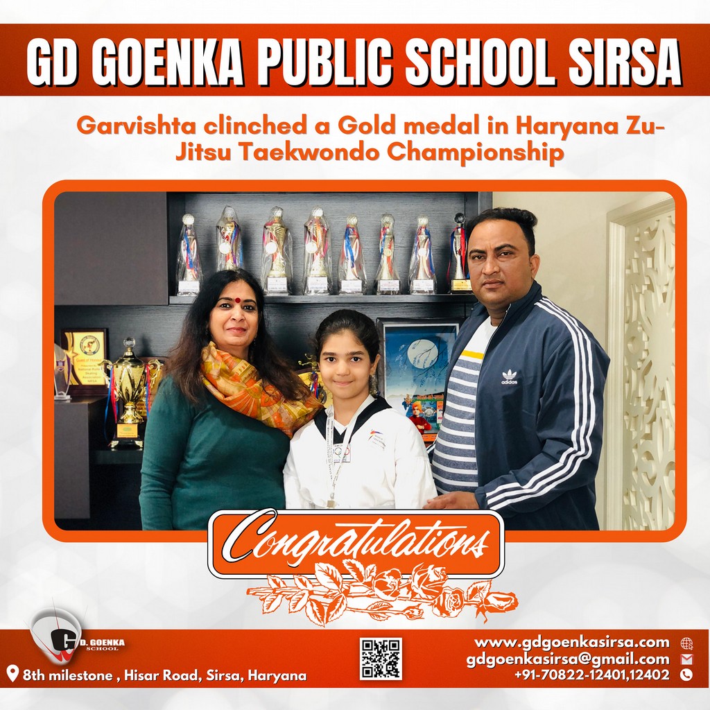 Garvishta clinched a Gold medal in Haryana Zu-Jitsu Taekwondo Championship