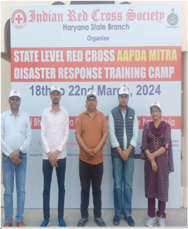 Krishan Goyal, College Std. participated in State Level Red Cross Aapda Mitra Disaster Response Training Camp at Shree Mata Mansa Devi at Panchkula