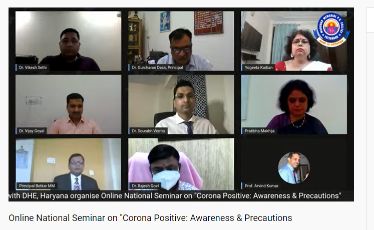 Photos of Online National Seminar on Corona Positive : Awareness & Precautions by YRC Red Cross & IQAC in Collaboration with Department of Higher Education Haryana