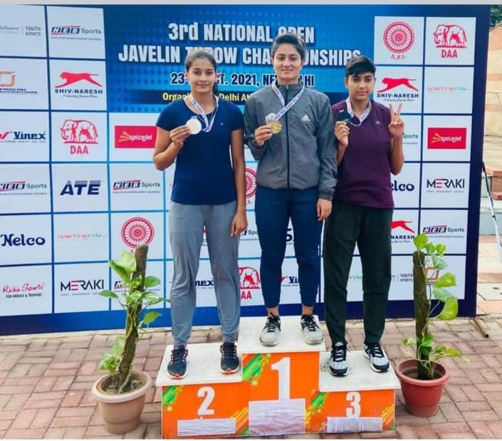 Jyoti,  B.A. Ist Year Std.got Bronze Medal in 3rd National Open Javelin Throw Championships on October 23-24, 2021 at New Delhi