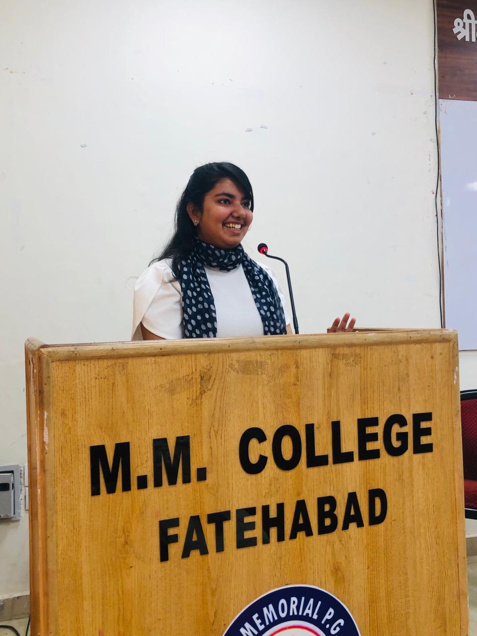 Ms. Rhythm Nagpal, Software Engineer (Google) delivered a Motivational Lecture to college students.