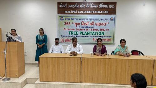 Extension Lecture and Tree Plantation in the Memory of Smt. Amrita Devi by Environmental Science