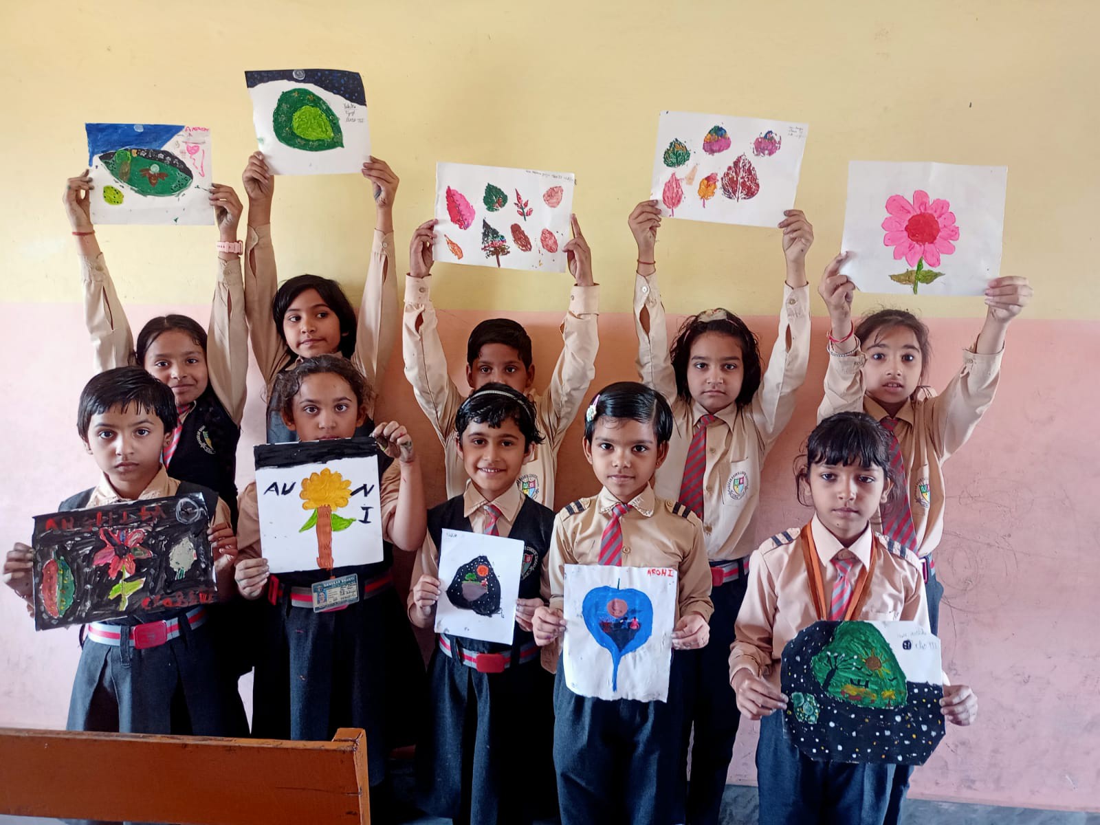 THUMB PAINTING & LEAVES IMPRESSION