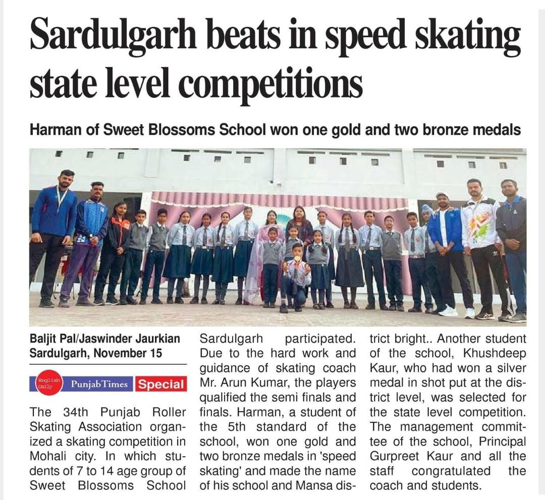 Medals in State level Skating Competition