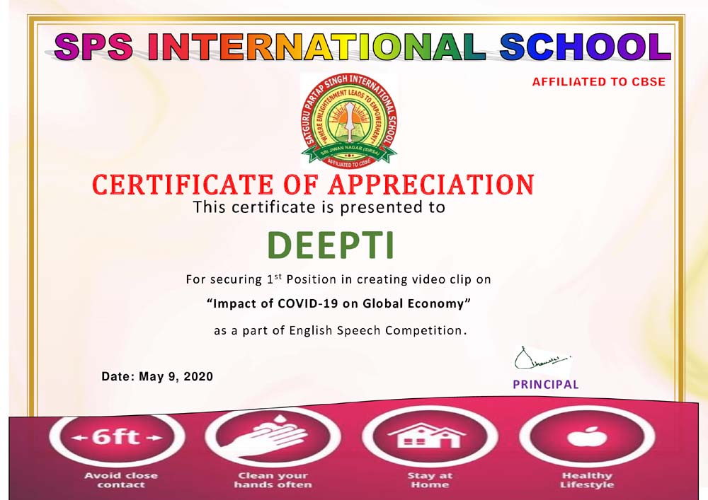 Online English speech competition  on the topic 'Impact of COVID - 19 on global Economy' or 'How Technology assisted teaching learning process during COVID - 19'