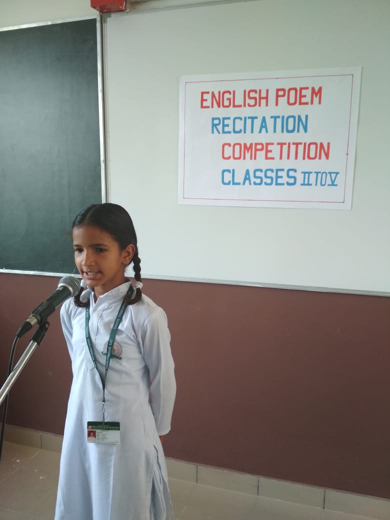 English poem recitation competition for classes 2nd to 5th -2018