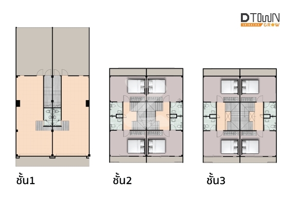 ผังอาคารพาณิชย์ 3 ชั้น D Resident Plus