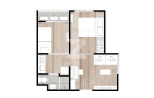 แผนผังห้องแบบ 1 bedroom plus สามารถทำเป็น 2 ห้องนอนได้