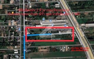 ขายที่ดินแถมบ้าน ติดถนนกาญจนาภิเษก ตร.ว.ละ 15000 บาท 37.819ล.  6-1-21.3 ไร่ Land for sale at Kanchanapisek road