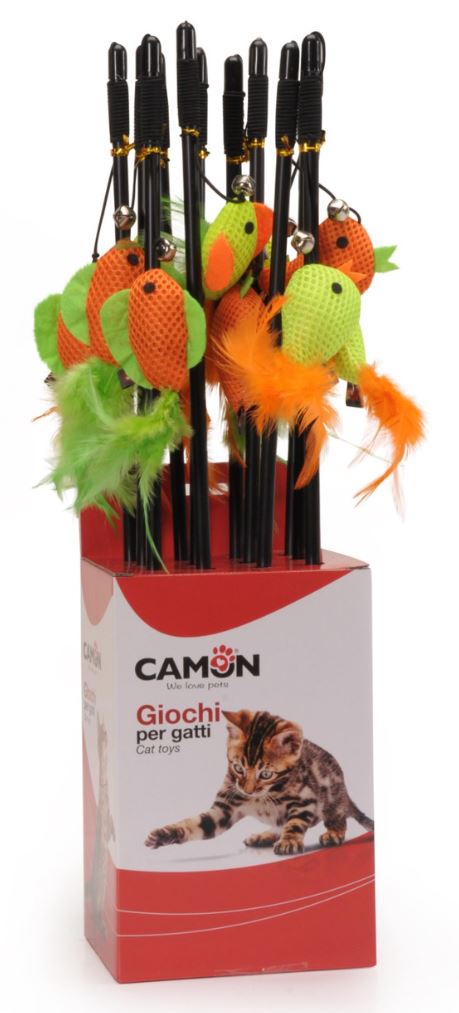 AG0379 - CAT TOY - PLASTIC ROD W/ 2 BELS