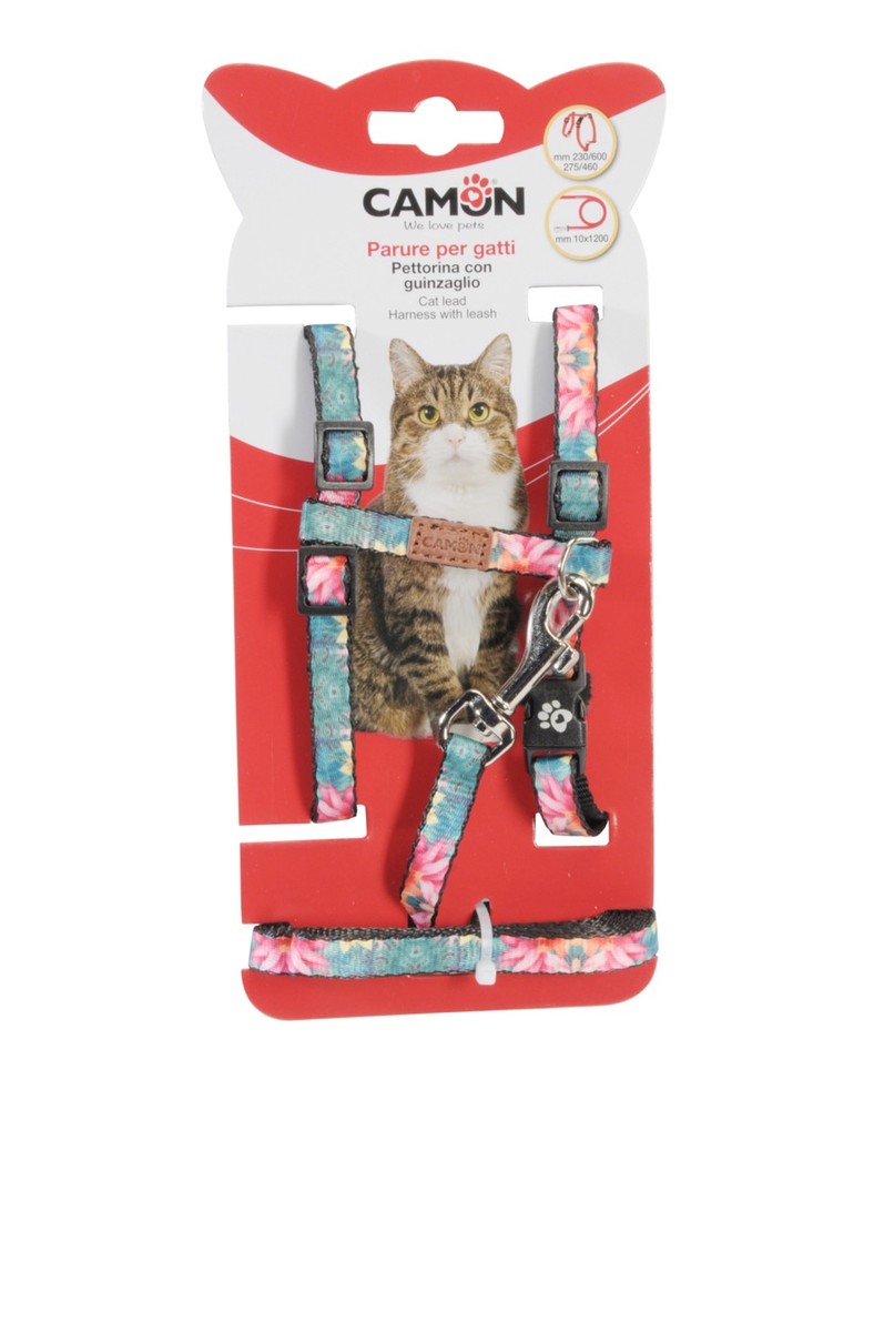 DG076 CAT HARNESS W/LEAD TROPICAL