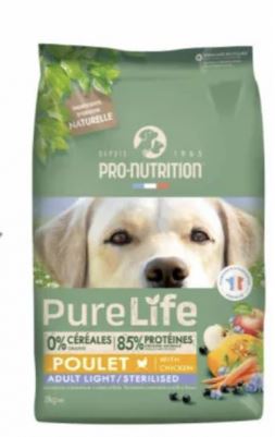 PURELIFE DOG LIGHT AND STERILISED 12KG