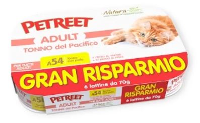 PETREET A54 TONNO/PAC POLLO 6X70G V.PACK