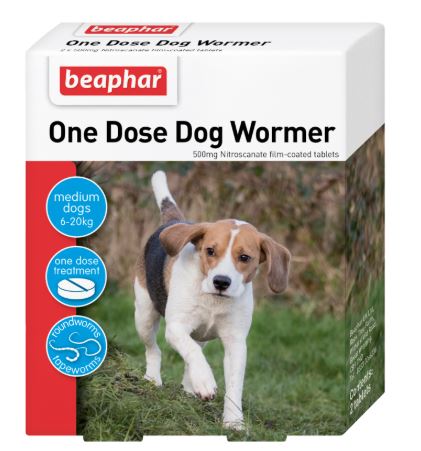 BEAPHAR ONE DOSE DOG WORMER 6-20KG 2 TAB