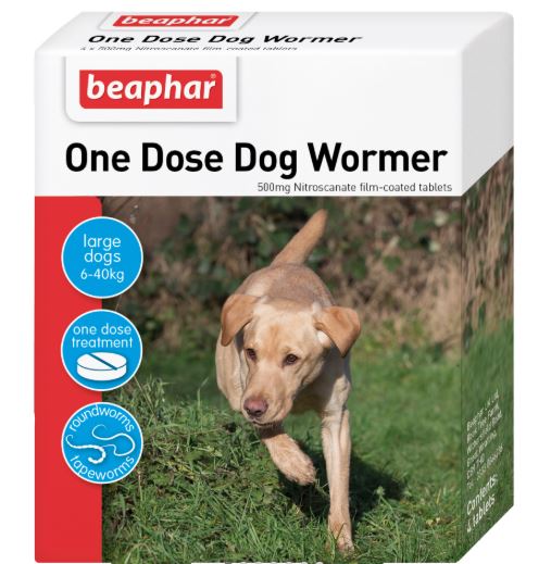 BEAPHAR ONE DOSE DOG WORMER OVER 20KG 4TAB