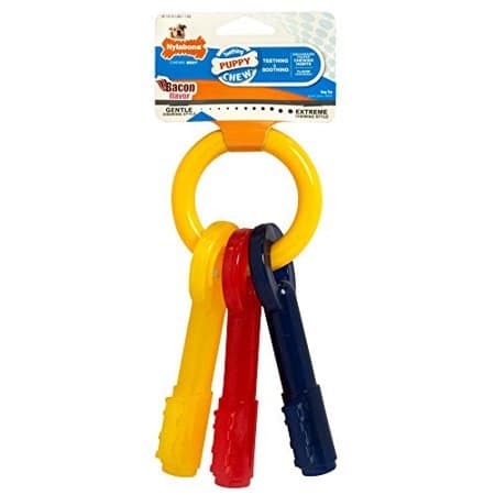NYLABONE PUPPY TEETHING KEYS BACON X-SMALL