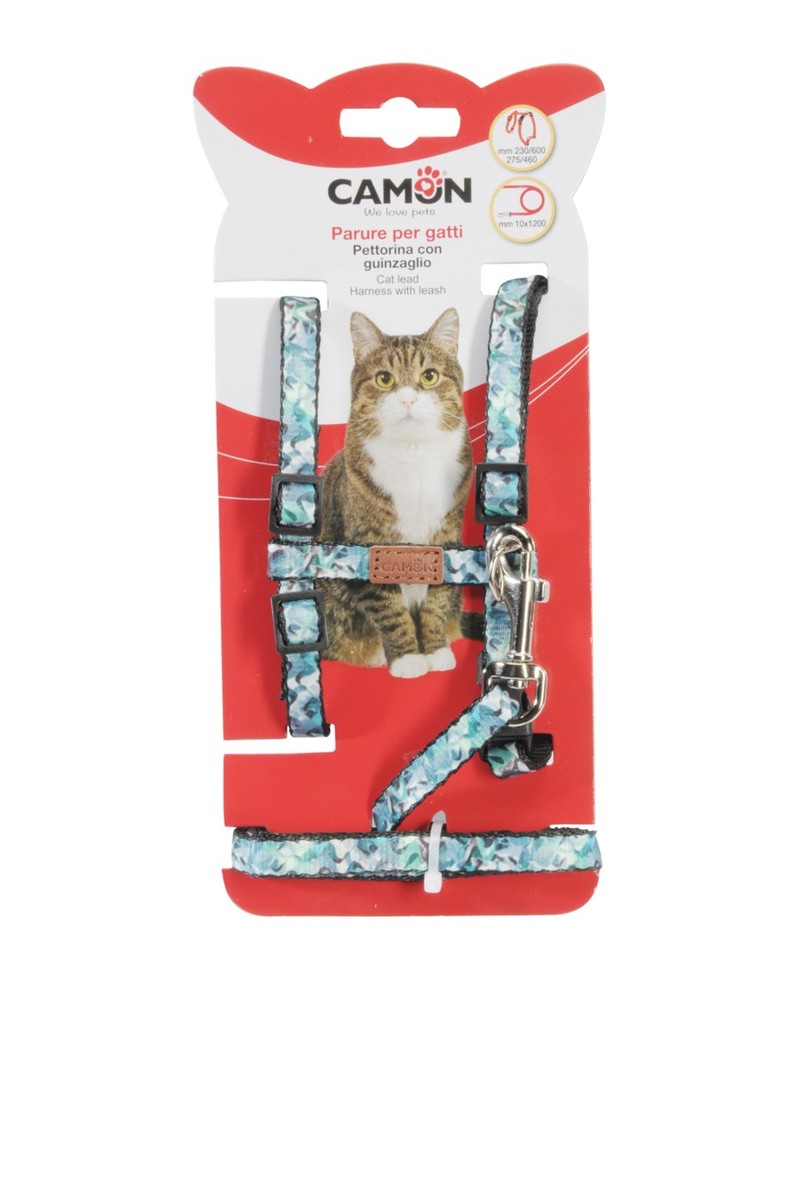 DG077 CAT HARNESS W/LEAD JUNGLE