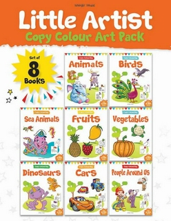 Little Artist Copy Colouring Boxset : Pack of 8 Books (Birds, Sea Animals, Fruits, Vegetables, Dinos-New - Paperback - Delivery in 3-5 days
