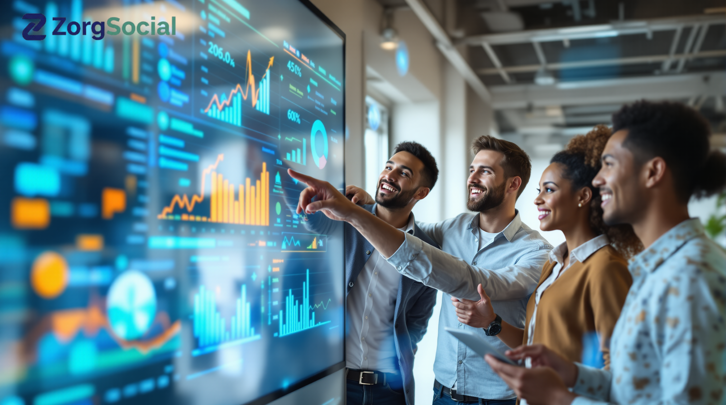 Marketing team reviewing analytics journey