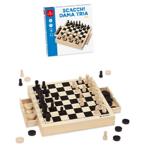 SCACCHI DAMA TRIA LEGNO CM. 30 53490 DAL NEGRO