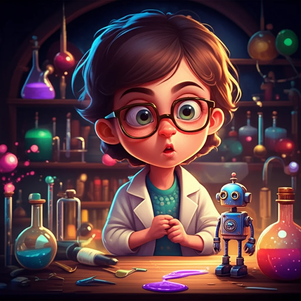 Illustration of Cristina, a super-smart scientist, loved mixing potions in her basement lab! One...
