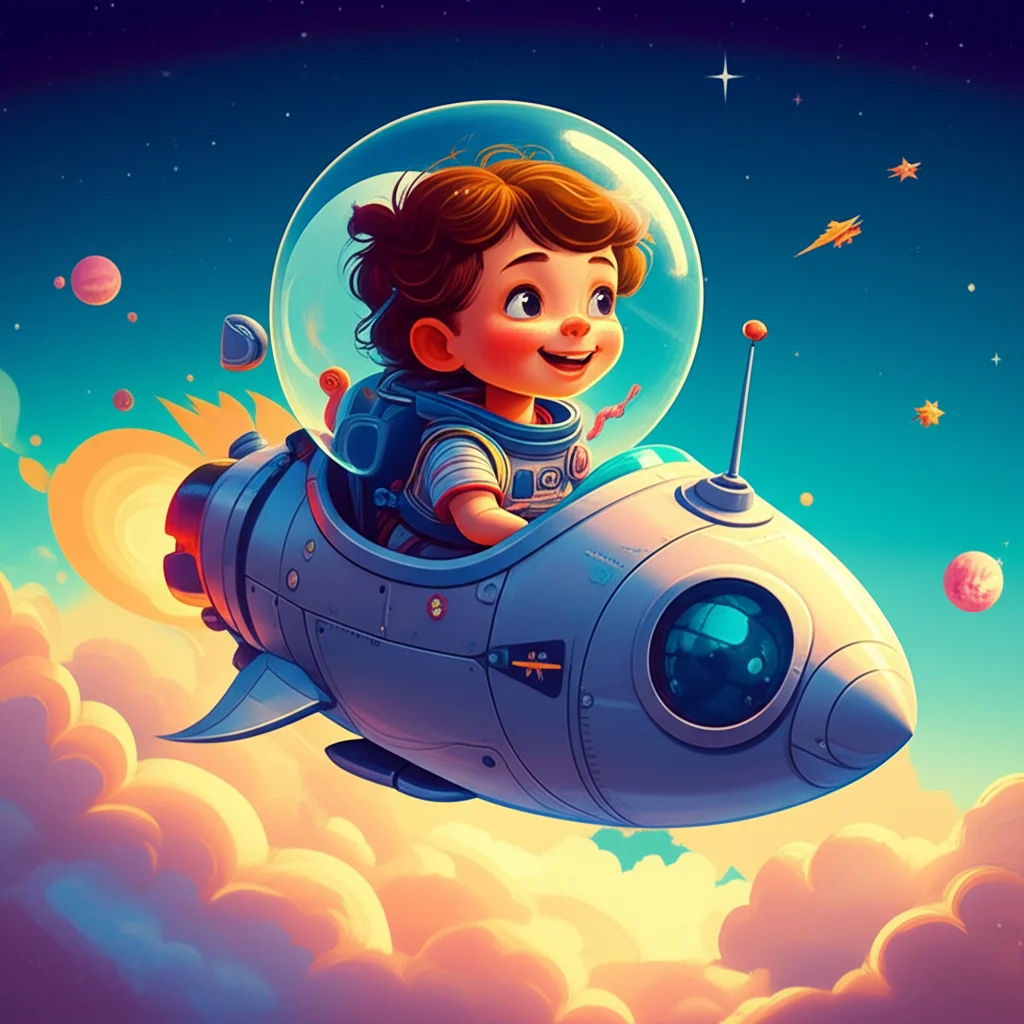 Illustration of Once upon a time, way up high past the fluffy clouds and sparkly stars, lived a ...