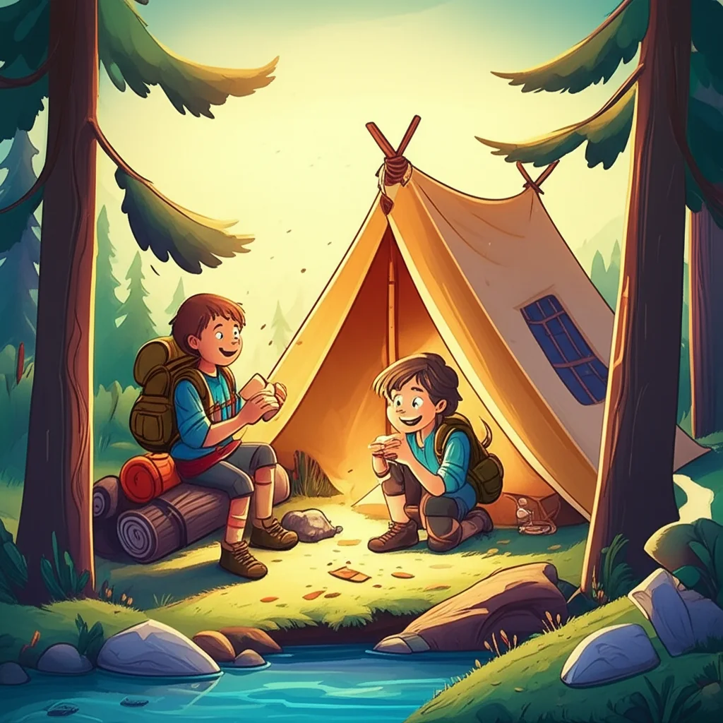 Illustration of David e il suo migliore amico, Alex, erano in campeggio nel Parco Nazionale di Y...